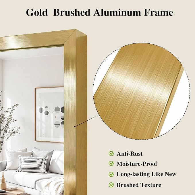 Koonmi Gold Mirrors for Wall, 30x36 Inch Bathroom Mirror, Rectangular Wall - Image 4