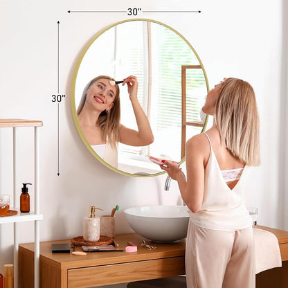 NEWBULIG Round Bathroom Mirror for Over Sink, 30 Inch Wall Mount Vanity Circle - Image 2