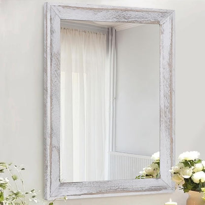AAZZKANG Mirrors for Wall Rustic Wood Framed Hanging Mirror 28"x20" Decorative by AAZZKANG