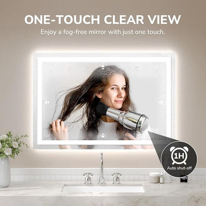 USHOWER LED Bathroom Mirror 48x32 Inch Tempered Glass - Image 2