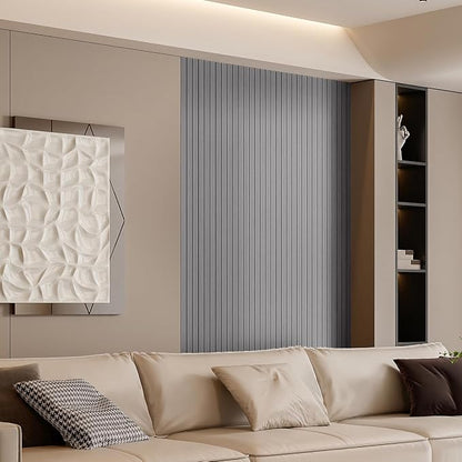 YLL YLL PVC Slat Wall Panel Peel and Stick 118"x 15.7" Faux Grey Wood Grain - Image 3