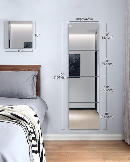 Wall Mirrors for Bedroom Door, Unbreakable Full Length Wall Mirrors Tiles - Image 2