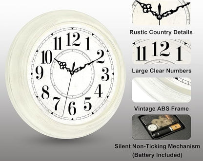 Vintage Wall Clock 16 Inch Quartz Silent Non-Ticking Analog Clock Battery - Image 3
