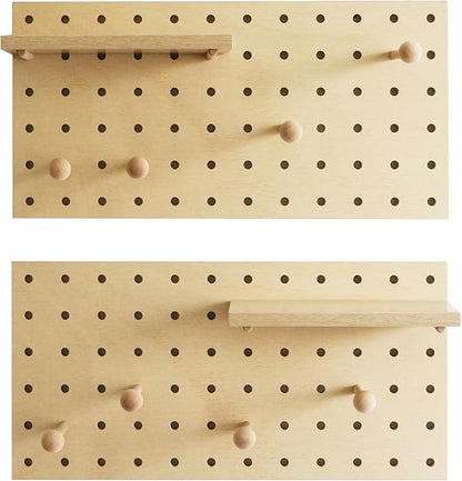 Wooden Pegboard Modular Display Organization Storage Wall Hooks Shelf - Image 4