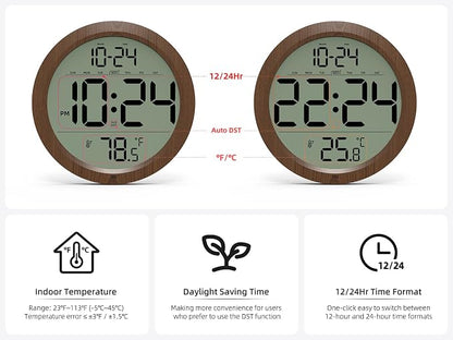 Digital Wall Clock with Date, Indoor Temperature, Battery-Operated Digital Clock - Image 5