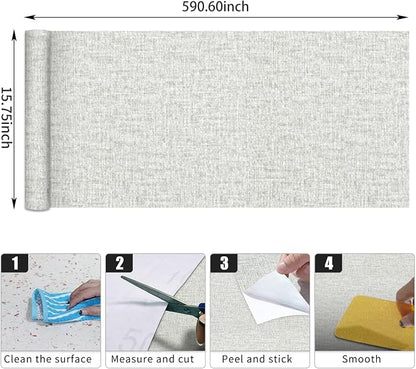 Grasscloth Peel and Stick Wallpaper, Waterproof Self Adhesive Removable Vinyl - Image 3