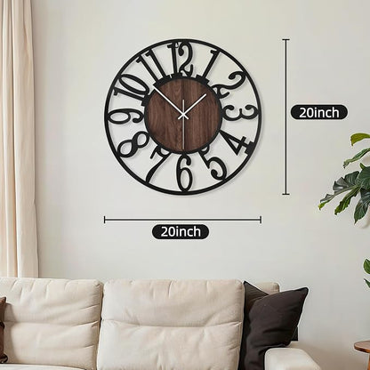 Maxstar Round Wall Clock for Living Room Decor Battery Operated Non Ticking - Image 2