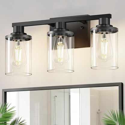 DORESshop 20 Inch Bathroom Light Fixtures, 3-Light Black Bathroom Lighting by DORESshop