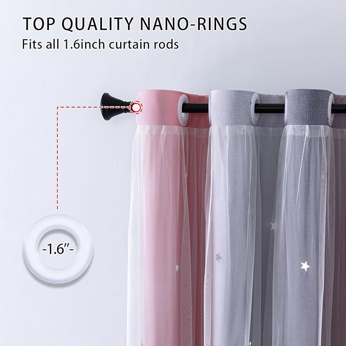 XiDi Pink and Grey Star Blackout Curtains - Image 4