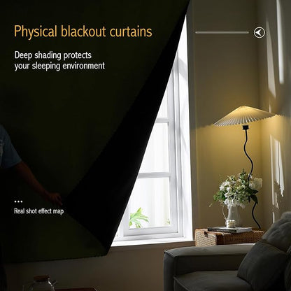 AJAZZ 100% Window Blinds Blackout Portable Blackout Curtains Adhesive Curtains - Image 2