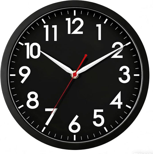 AKCISOT Wall ClockModern Black Silent Non Ticking Wall Clocks Battery Operated by Akcisot