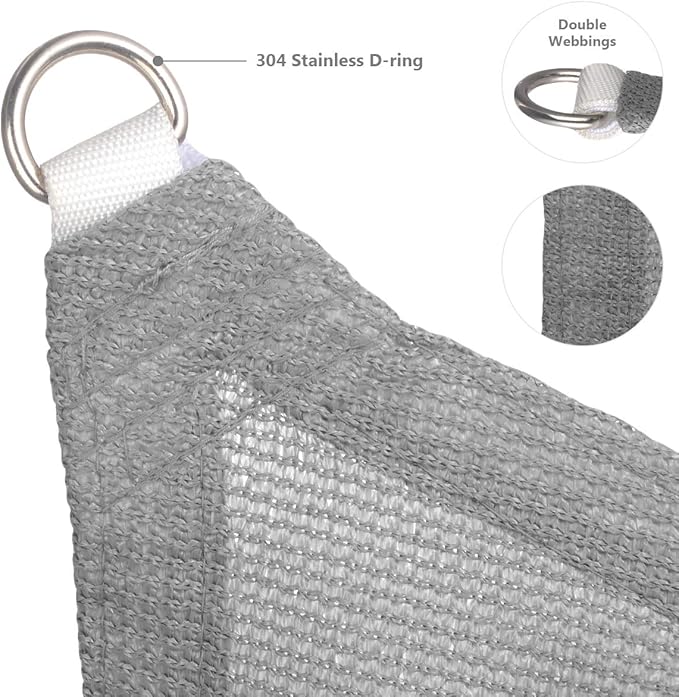 Eden's Decor Straight Flat-Edged Sun Shade Sail Rectangular 11' x 20' Grey UV-Blocking Outdoor Canopy Fabric Cloth Awning for Pergola Patio Garden Backyard Custom Size
