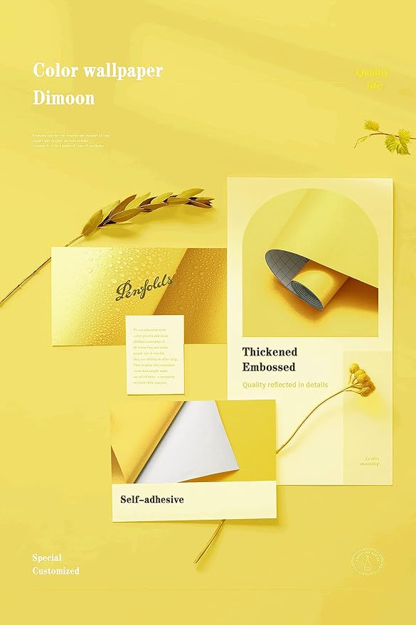 Dimoon 78.7''x17.7'' Yellow Peel and Stick Wallpaper Contact Paper Modern Self - Image 3