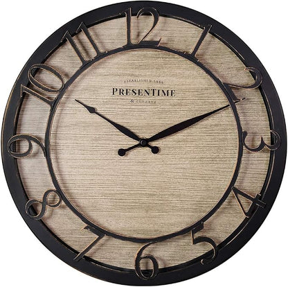 Presentime & Co 13" Farmhouse Series Wall Clock, Quartz Movement, Shiplap Style by Presentime