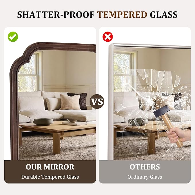 WallBeyond Full Length Mirror Wall Mounted 71"x24", Rustic Wooden Frame Floor - Image 4