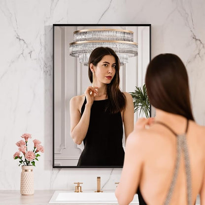 LOAAO Black Bathroom Mirror 28"X32" - Image 2