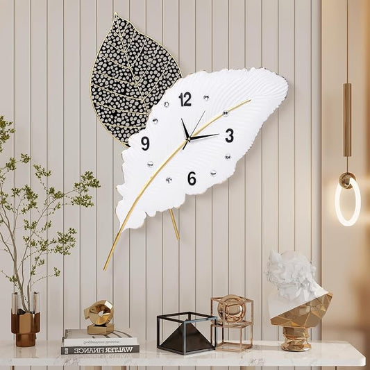 18x27 inch Large Modern Feather Leaf Shape Wall Clock by Wecreatemoderndesign