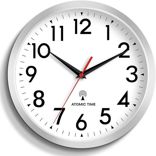 DAXSMY Atomic Wall Clock Analog 10 Inch Battery Operated Modern Decorative by DAXSMY
