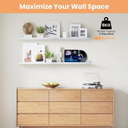 upsimples Floating Shelves for Wall, 47.3 Inch Shelves for Decor Storage Set of - Image 4