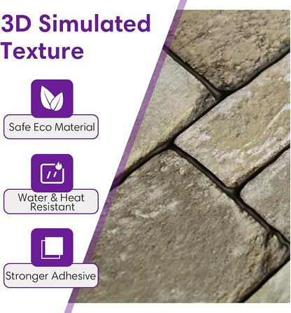 3D Faux Stone Wall Panels Peel and Stick, Stone-Look Textured Wall Sticker - Image 3