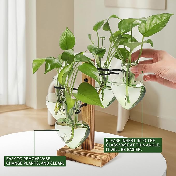 Plants Propagation Stations Plant Terrarium Kit Glass Planters for Indoor Plants House Plant Accessories Gift for Women - 4 Love Bulb Vase