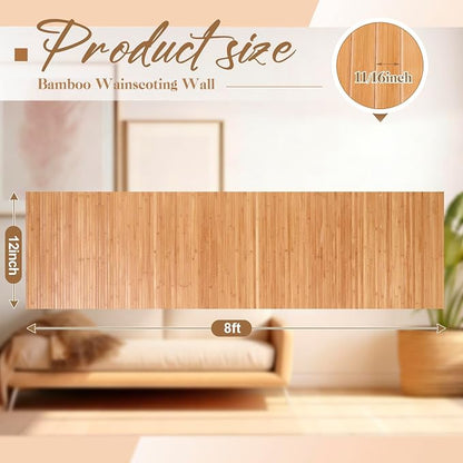 Juexica 2 Pcs Natural Bamboo Wall Panel 12 x 96 Inch Bamboo Covering Renewable - Image 2