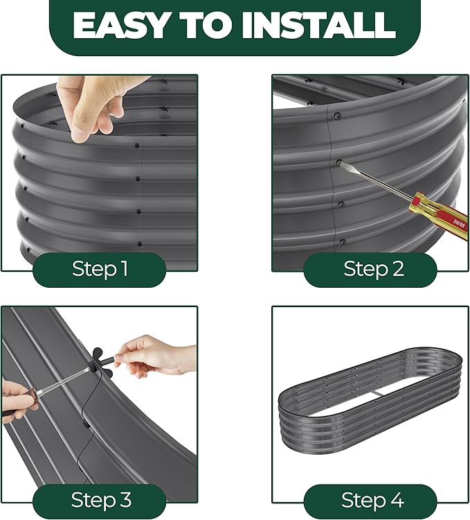 Utopia Home Galvanized Raised Garden Bed, 6 by 2 by 1 feet Lightweight Planter Boxes Outdoor with Easy Assembly, Large Garden Bed for Vegetables, Fruits, Flowers, Dark Grey