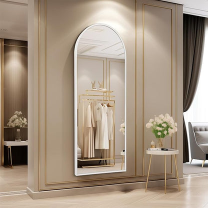 White 48"x16" Arched Full Length Mirror, Large Bathroom Wall Mirror Metal - Image 2
