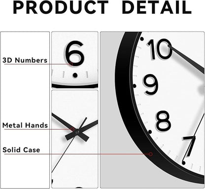 Roymnie Wall Clock 10 Inch Silent Wall Clocks Battery Operated-Modern Non - Image 6
