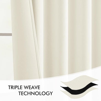 MIULEE Cream Back Tab Blackout Curtains 108 Inch Long 2 Panels Set - Image 7
