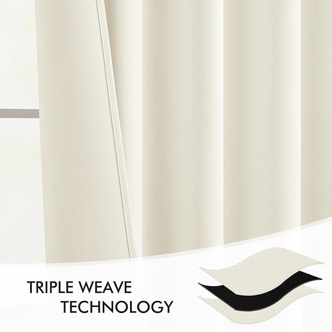 MIULEE Cream Back Tab Blackout Curtains 84 Inch Length 2 Panels Set - Image 7