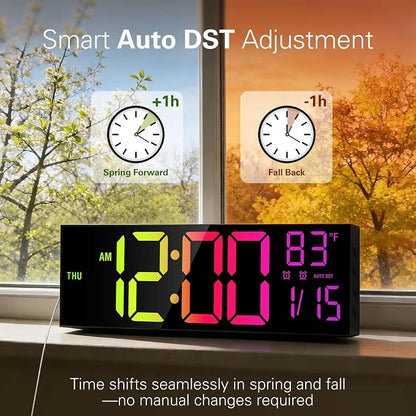 JALL 16.15 inch Large Digital Wall Clock, RGB Lights - Image 6
