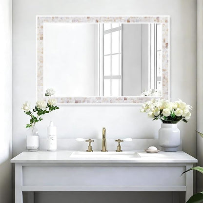Tanmicoshomy Brown Shell Framed Rectangular Wall Mirrors - Image 5