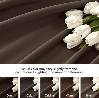 MIULEE Chocolate Brown Back Tab Blackout Curtains 120 Inch Long 2 Panels Set - Image 8