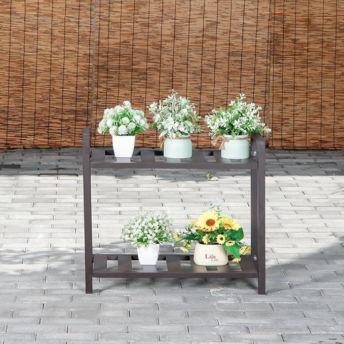 Versatile Indoor/Outdoor Plant Stand – High-Strength Aluminum with 300 LBS Load Capacity - Ideal Decor for Patios, Gardens, Living Rooms | L21.6 x W11.8 x H22 inches