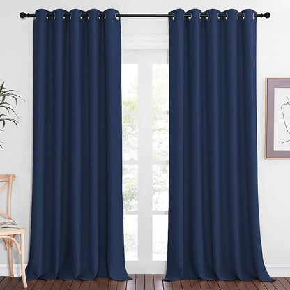 NICETOWN Blackout Navy Blue Curtain 102 inches Long, Grommet Thermal Insulated by NICETOWN