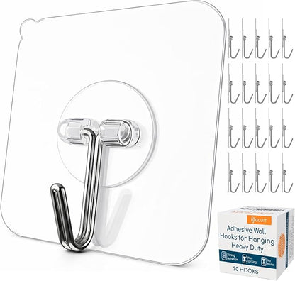 GLUIT Adhesive Wall Hooks for Hanging Heavy Duty 22 lbs Hooks for Walls No Drill by GLUIT