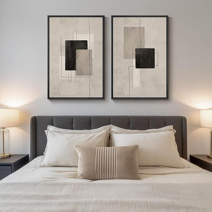 Large Framed Neutral Abstract Wall Art - Image 4