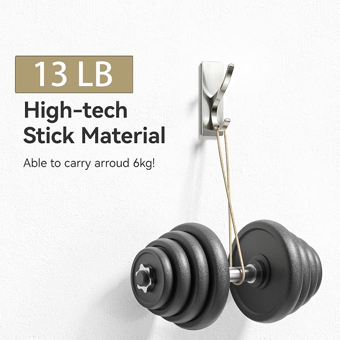 pickpiff Brushed Nickel Self Adhesive Coat Hooks - Image 2