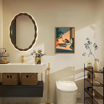 Funny Frog Bathroom Wall Art, Cute Japanese Frog in Toilet Wall Decor, - Image 3