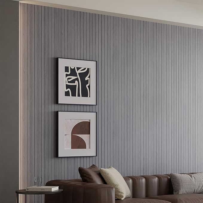 Yutianli PVC Slat Wall Panel Peel and Stick 118"x 15.7" Faux Wood Slat Panel - Image 2