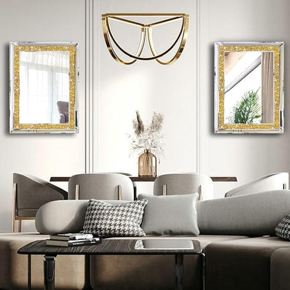 2 Piece Wall Mirrors, Crush Diamond Wall Decor - Image 5