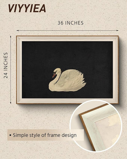 VIYYIEA Framed Wall Art for Living Room, Swan Art Canvas Prints, Vintage Home - Image 2