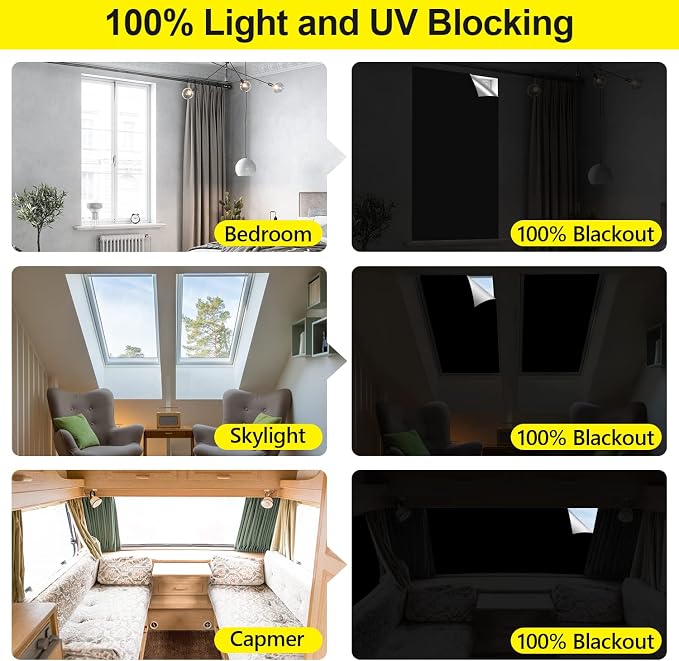 FADOTY Blackout Curtains for Bedroom, Portable 100% Black Out Window Cover Film - Image 5