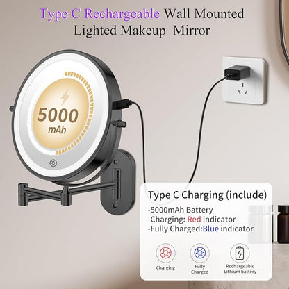 FUNTOUCH 20X/3X Rechargeable Wall Mounted Makeup Vanity Mirror - Image 3
