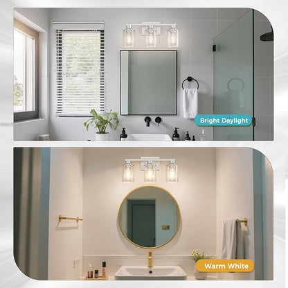 DORESshop 17 Inch Bathroom Light Fixtures, 3-Light Chrome Bathroom Lighting - Image 3