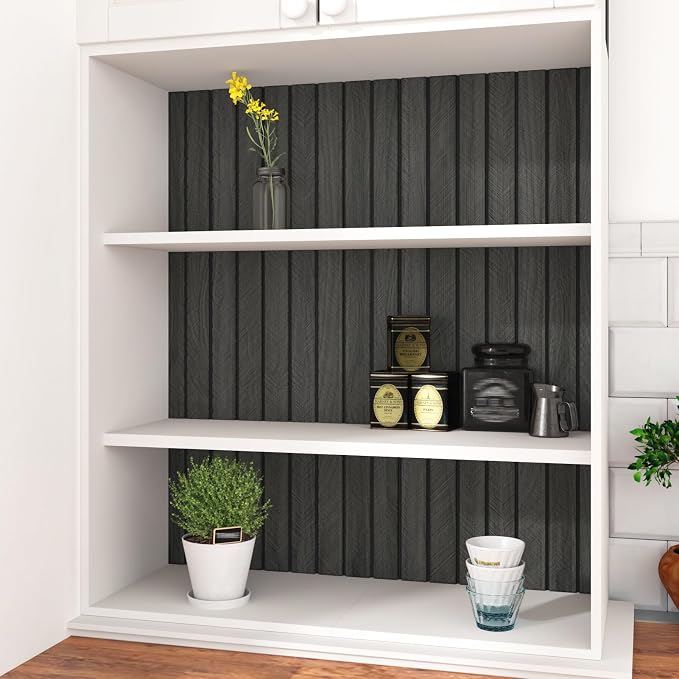 Self Adhesive Wood Slat Wall Paneling Grey/Black 3D Wood Panels - Image 8