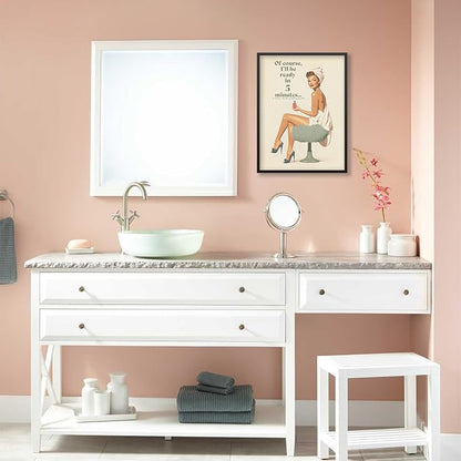 Boho Sage Green Bathroom Poster Vintage 70s Pin Up Girl Wall Art 12X16 inch - Image 5