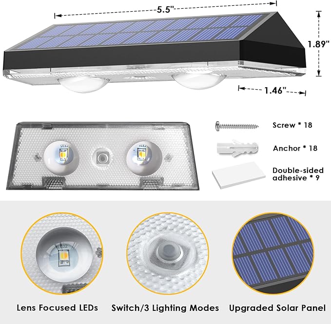 9 Pack Solar Fence Lights - Dusk to Dawn RGB Color Changing LED Lights for Outside Deck, Porch, Patio, Garden Decor