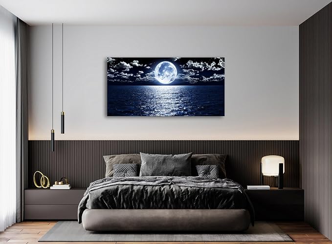 Cao Gen Decor Art S06950 Wall Art Canvas Prints Moon Sea Ocean Landscape 1 - Image 3